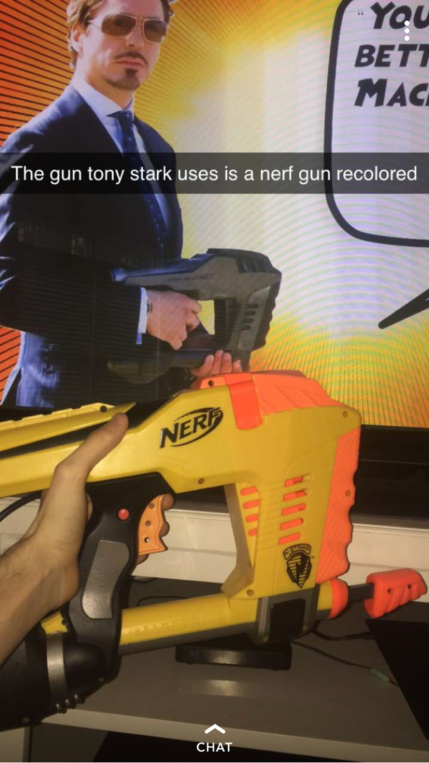 The serious look on his face knowing damn-well hes holding a spray painted Nerf gun makes this that much better