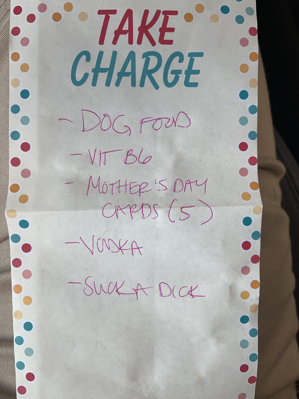 The Shopping List That My Wife Left For Me a While Back
