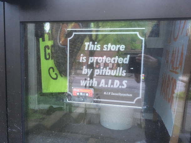 The sign on this store front