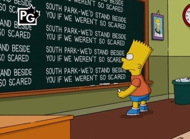 The Simpsons supporting South-Park for standing up to censorship