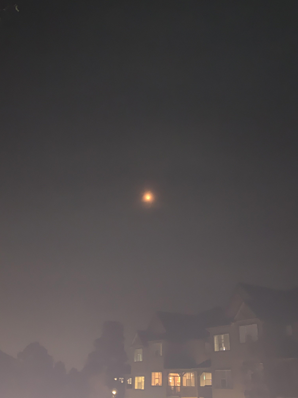 The smoke created a spooky moon