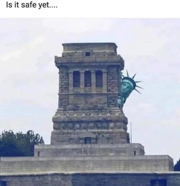 The Statue of Liberty looking at the USA right now