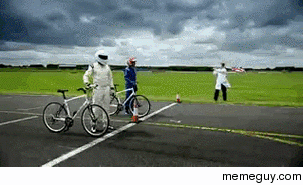 The stig having troubles with his bike