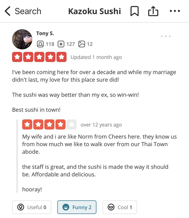 The sushi actually was really good