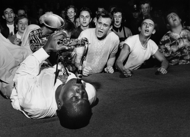 The three stages of a white guys orgasm Brought to you by Big Jay McNeely Olympic Auditorium Los Angeles  x-post from rMostBeautiful