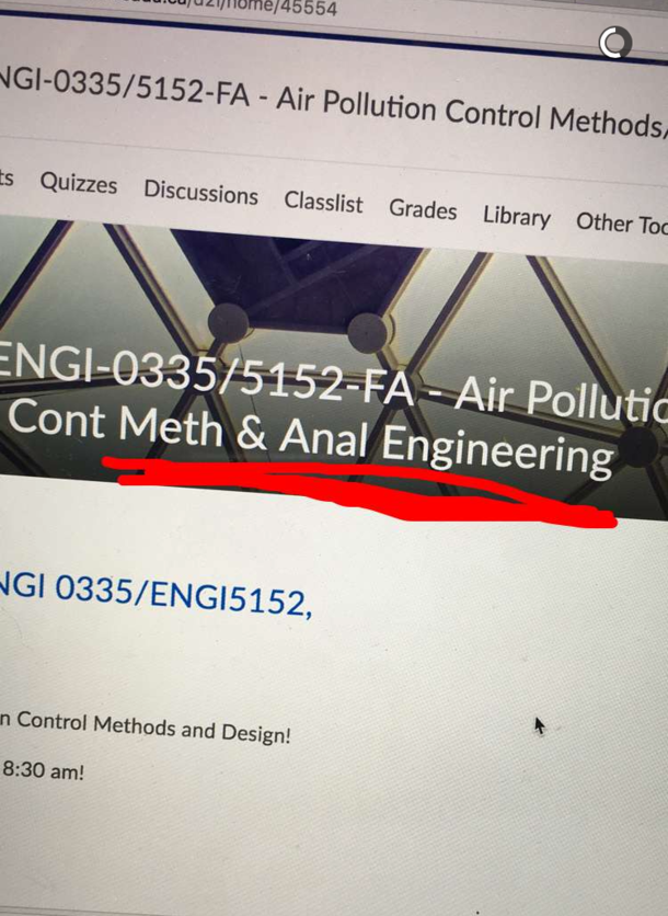 The title for my Girlfriends Air Pollution Control Methods and Analysis class
