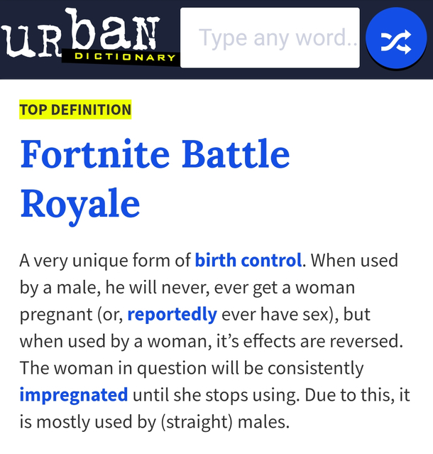 The top result on Urban Dictionary for Fortnite Battle Royale