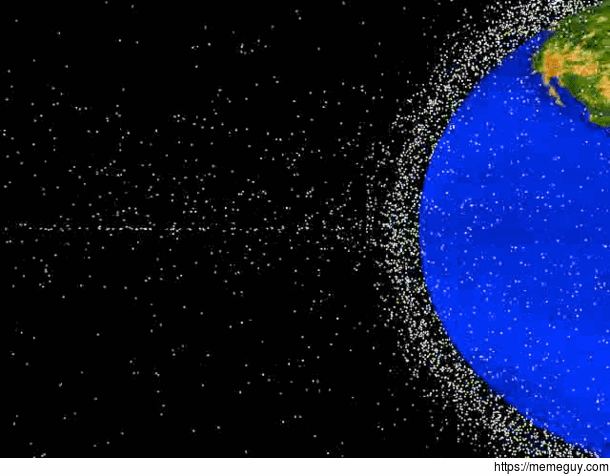 The  trackable pieces of space junk currently orbiting earth