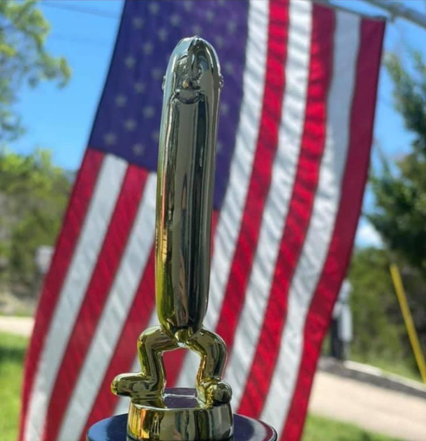 The trophy for my towns July th hot dog eating contest