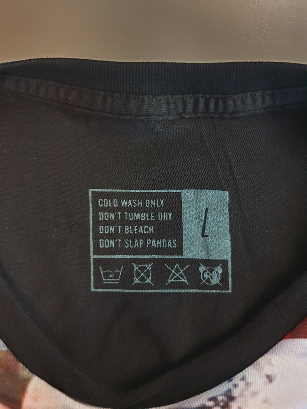 The washing instructions on my new shirt