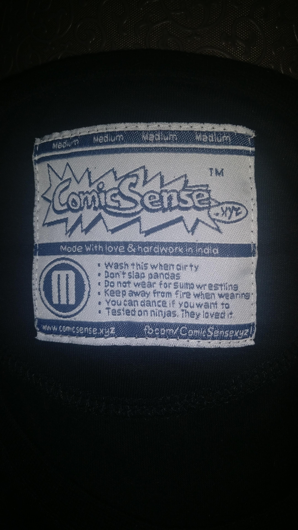 The washing label on my shirt 