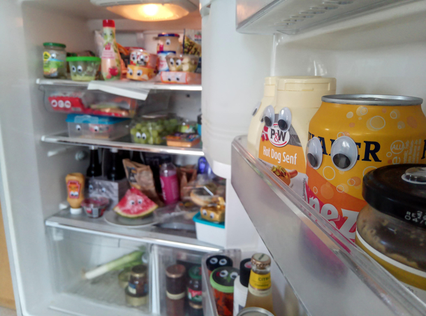 The wife opened the fridge and was greeted with this