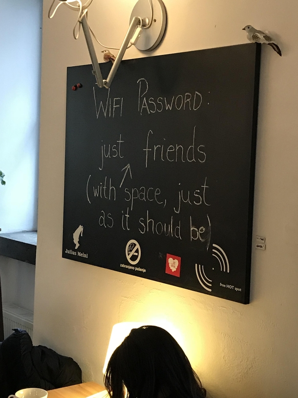 The WiFi password at the Museum of Broken Relationships in Zagreb Croatia