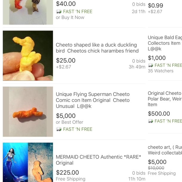 there is an entire side of eBay specifically for the market of cheeto shapes