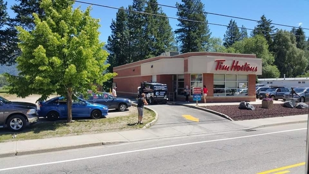 There is nothing more Canadian than taking a zamboni through a Tim Hortons drive thru