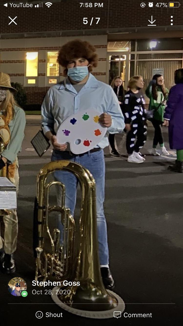 There was a Halloween parade tonight and some kid dressed as Bob Ross