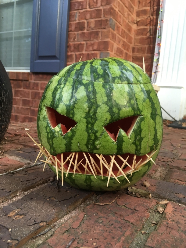 There was a pumpkin shortage this year so my little brother had to improvise