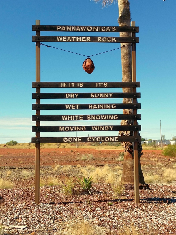 Theres no phone signal so this is how they check the weather in Pannawonica Western Australia