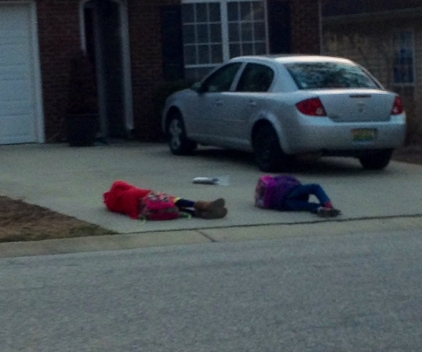 These are the children waiting for the school bus in my neighborhood Thursdays are just hard