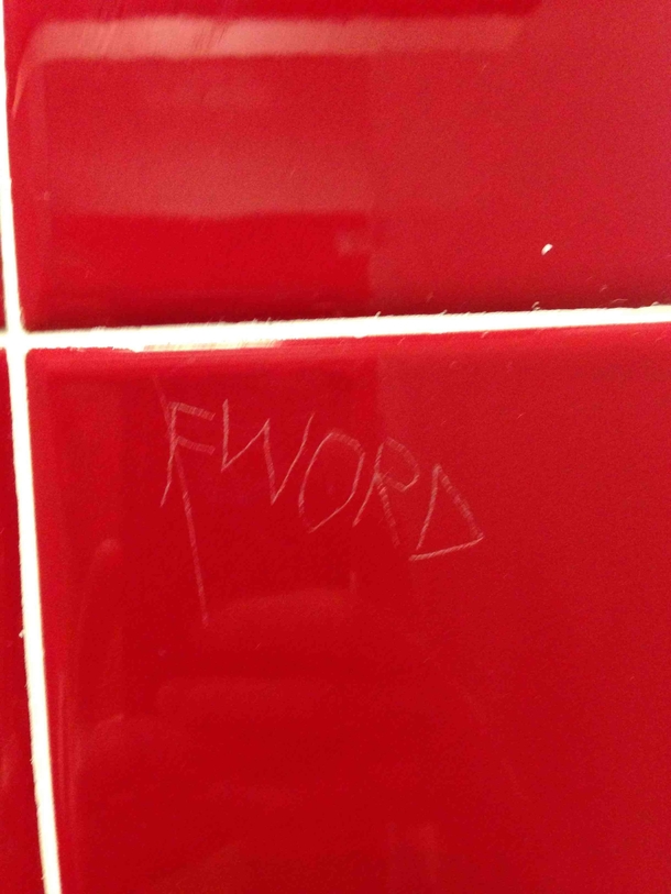 These bathroom stall carvings are really starting to get offensive