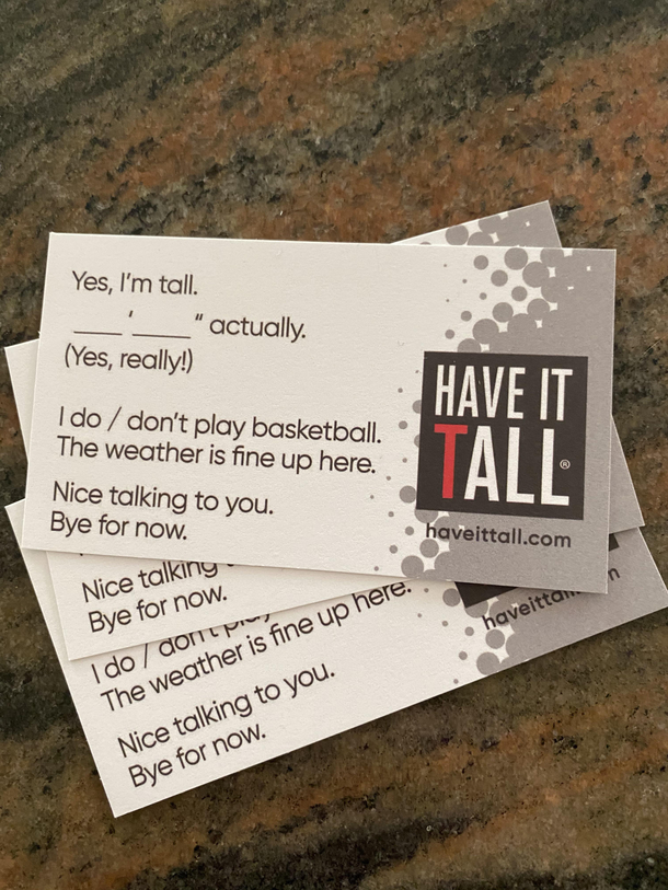 These cards that came with my Tall-size shirts