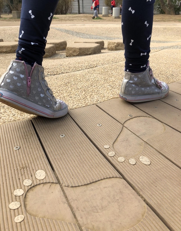 These foot prints at the park were installed backwards