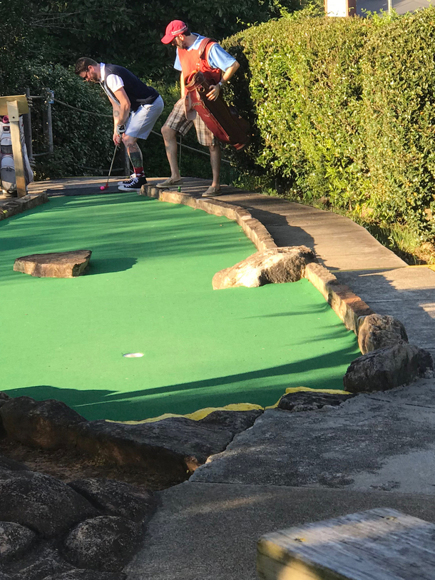 These guys behind us were taking putt putt a bit too seriously