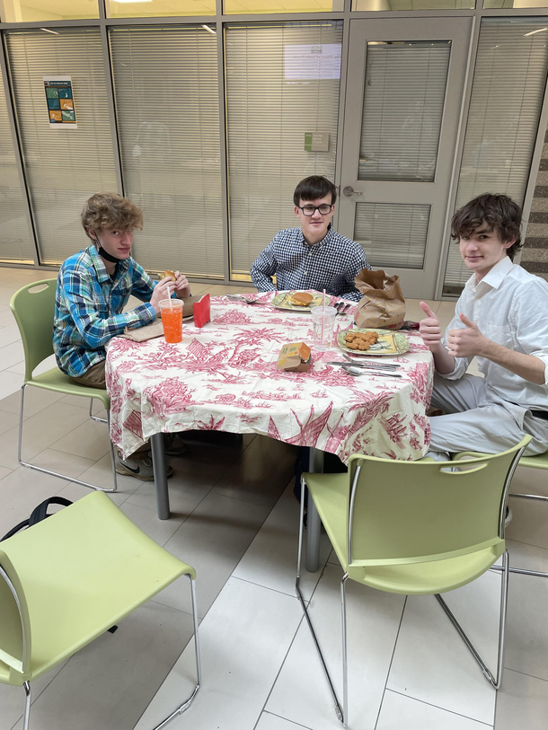 These guys brought full place settings and McDonalds to school for lunch