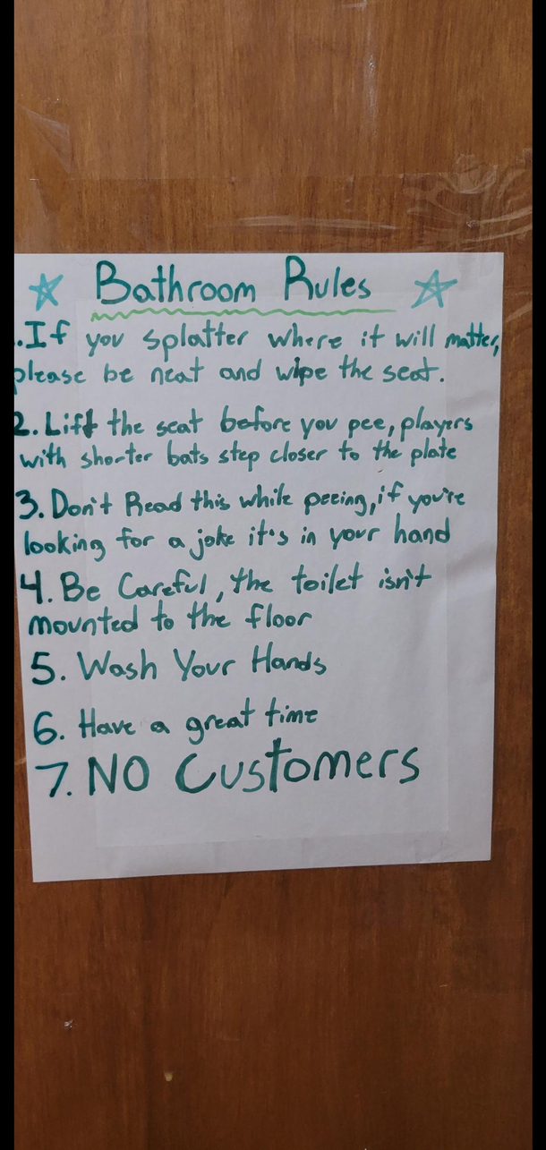 these rules in my work bathroom