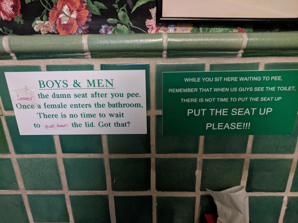 These signs in the bathroom at my grandparents house