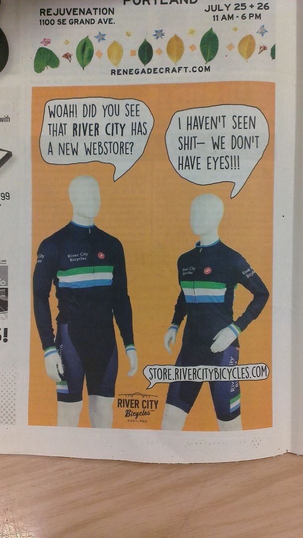 This advertisement for a local bicycle shop