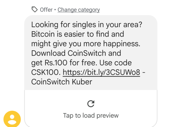 This advertising message I received today