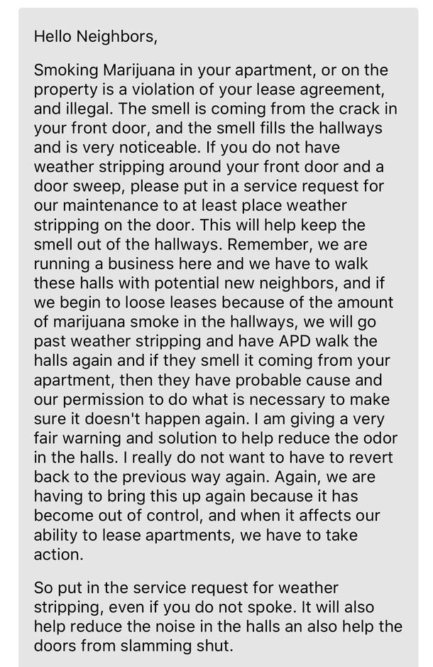 This amazing message the property owner sent to everyone in the apartment complex