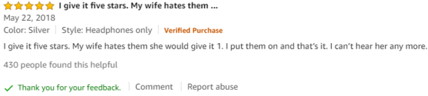 This Amazon Review for Noise Cancelling Headphones