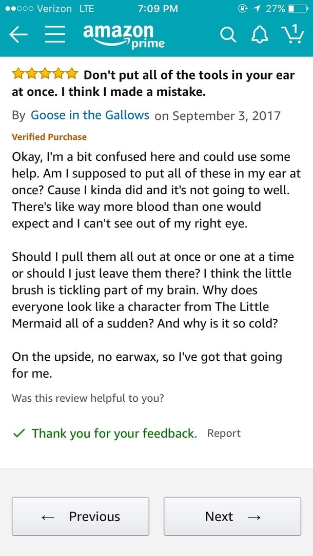 This Amazon review I found on an ear pick kit is a little disturbing