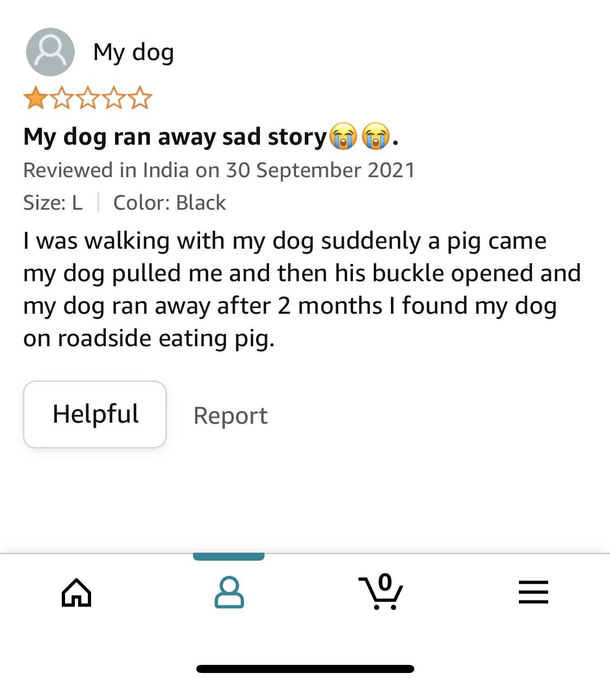 This Amazon review I found while browsing dog leashes