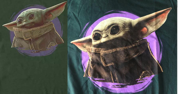 This baby yoda shirt I bought for my girlfriend for Christmas I didnt think Id have to worry if I bought official merchandise I guess not