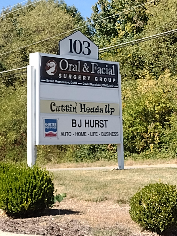 This barber shop beside the dentist
