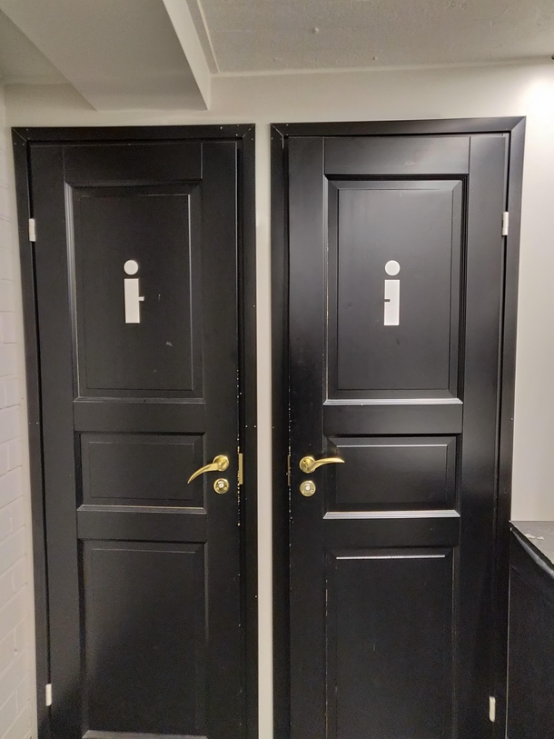 This bathroom has pretty minimalistic signs