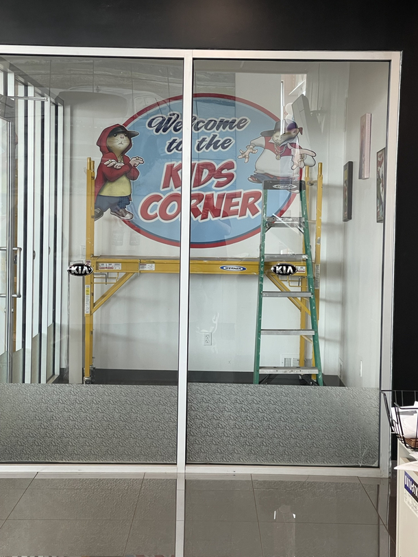This car Dealerships kids corner is wild