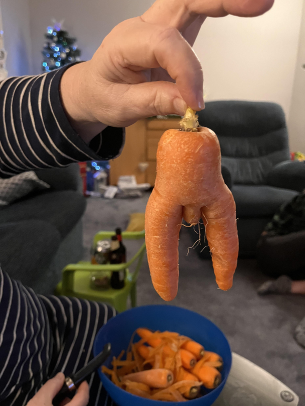 This carrot has been saved from being used for Christmas dinner tomorrow