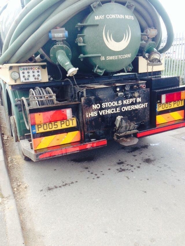 This Cesspit truck has accurate signage