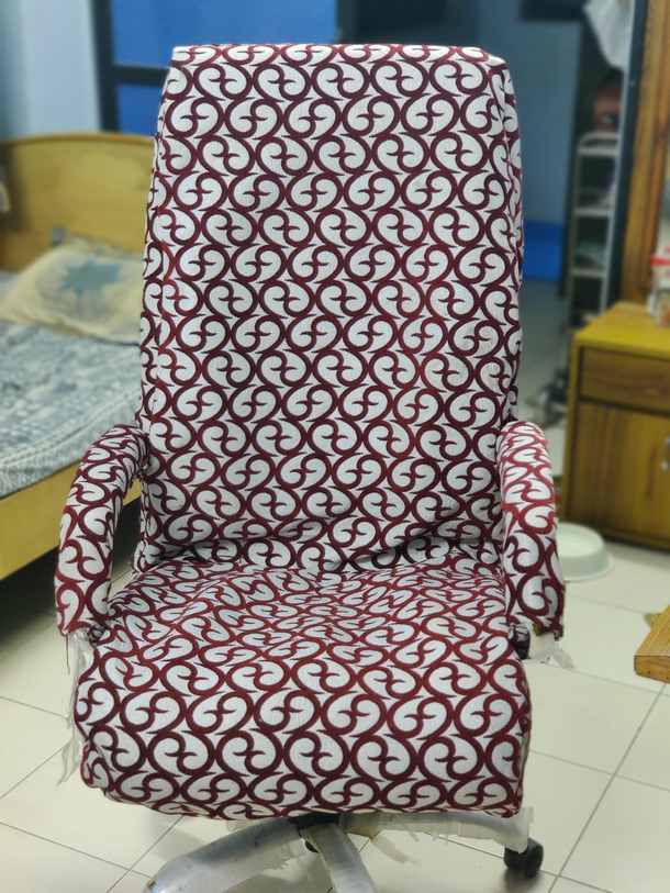 This chair cover my mom got made is prettynice