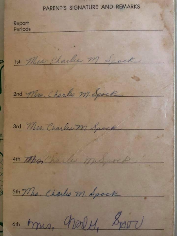 This childs report card from 