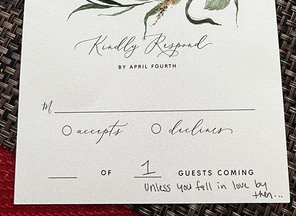 This clarification on my Save The Date