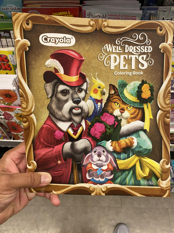 This coloring book about well dressed pets