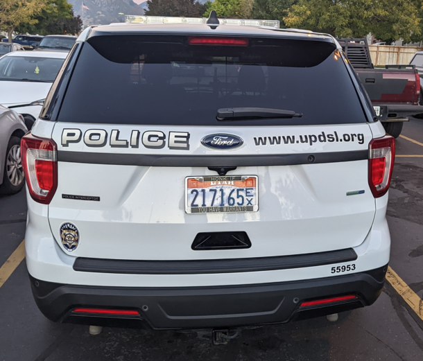 This cop cars plate frame