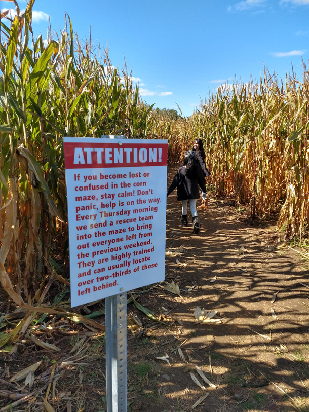 This corn maze sign