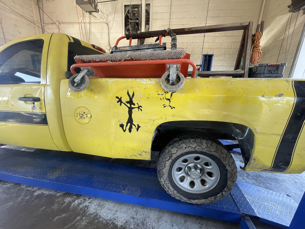 This customer of mine had a good idea instead of fixing his trucks body damage