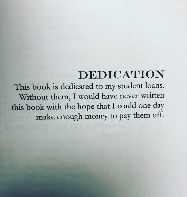 This dedication inside a self-published fantasy novel